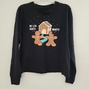 Black Sweatshirt with Gingerbread Design